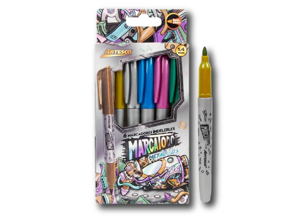 MARCADOR PERMANENTE MARCADORATODO COL METALICO X6